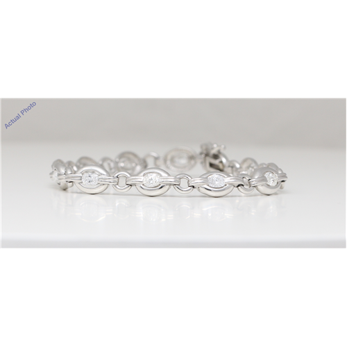 Platinum Oval Cut Diamond Link Bracelet In Platinum (3.02 Ct G-H ,Si1)