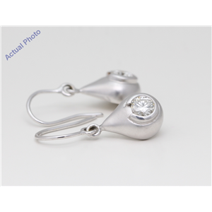 18K White Gold Round Cut Diamond Teardrop Earrings (0.6 Ct I ,Vs1)