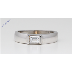 14K White Gold Solitaire Emerald Cut Diamond Engagement Ring