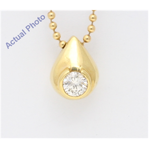 18K Yellow Gold Round Bezel Set Art Deco Diamond Pear Drop Pendant (0.5 Ct, H , Vs )