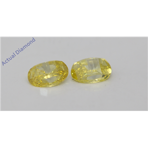 A Pair of Oval Millennial Sunrise Limited Edition Loose 0.84 Ct,Yellow Irradiated Color,VS Clarity