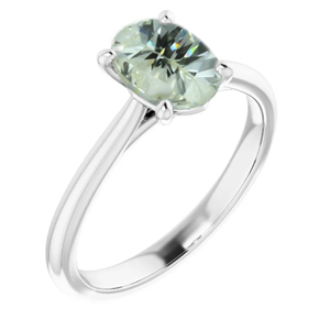 Oval Millennial Sunrise (Branded Shape) Diamond Engagement Ring 14K White Gold (0.51 Ct J Vs2 Clarity)