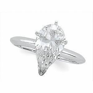 Pear Diamond Solitaire Engagement Ring 14k White Gold (1.4 Ct, k Color, SI1 Clarity) WGI Certified