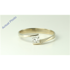 14k White Gold Princess & Diamond Pave Setting Modern square pavee engagement ring (0.42 Ct, J, SI2 )