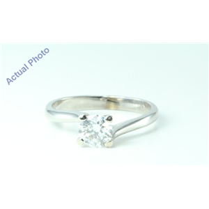 14k White Gold Round Diamond Modern classic four prong swirl setting engagement ring (0.75 Ct, G, SI3 )