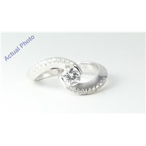 14k White Gold Round Snake twist diamond set shank modern contemporary engagement ring (0.75 Ct, E, VS1 )