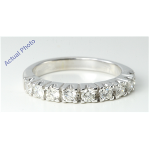 14k White Gold Round Diamond Ten stone crown set modern contemporary half-eternity wedding b&(0.65ct, I, SI1)