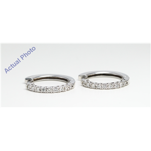 14k White Gold Round classic half-hoop "huggie style" single row diamond prong set earrings (0.36 Ct, F, I1 )