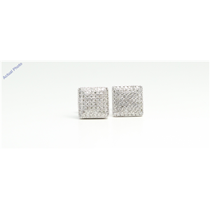 14k White Gold Round Contemporary square multi-stone diamond pave set butterfly post earring(0.52 Ct, I, VS2)