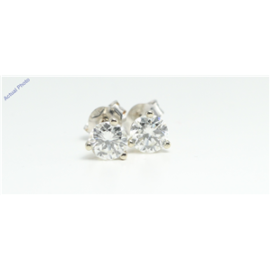 14k White Gold Round Solitaire three claw diamond set butterfly post earring (1.42 Ct, H Color, SI2 Clarity)
