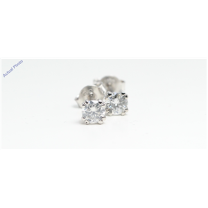 14k White Gold Round Solitaire double prong set butterfly post diamond earring (0.52 Ct, H , SI3 )