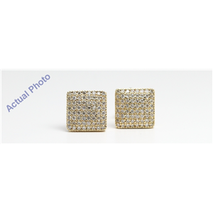 14k Yellow Gold Round Contemporary square multi-stone diamond pave set butterfly post earring(0.52ct, I, VS2)
