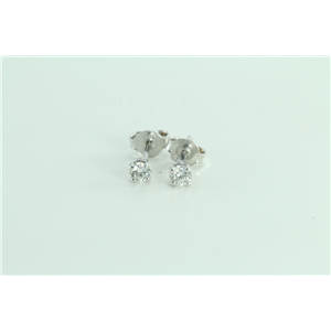 14k White Gold Round Classic Stylish Solitaire Threaded-Screw Post Diamond Earrings (0.19 Ct, G , VS2 )