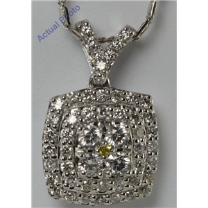 14k White Gold Round Contemporary classic multi-stone square shield shape diamond pendant (0.49 Ct, F, SI1 ) (Treated)