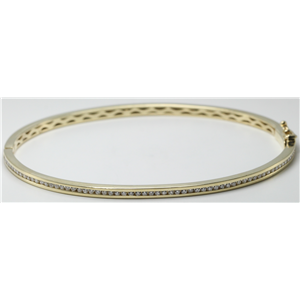 14k Yellow Gold Round Single row channel set diamond retro style hinged bangle bracelet (0.5 Ct, H, SI2-SI3 )