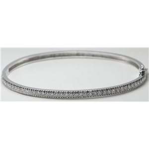14K White Gold Round Cut Classic Diamond Hinged Bangle Bracelet (1 Ct, H Color, Si2-Si3 Clarity)