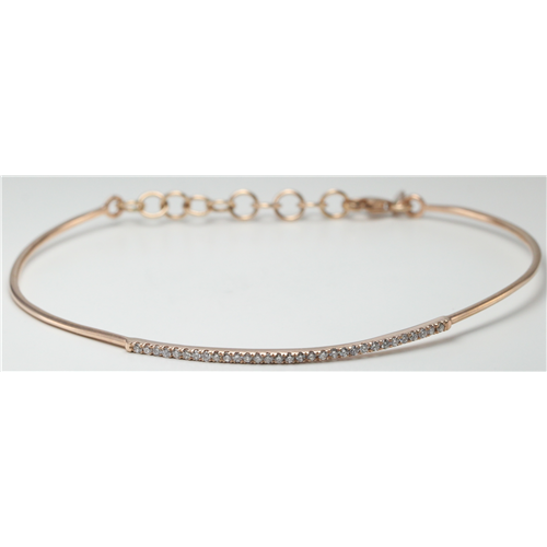 14k Rose Gold Round Cut Classic flexible wire diamond set bar bracelet (0.25 Ct, H Color, SI2-SI3 Clarity)