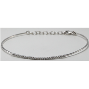 14k White Gold Round Cut Classic flexible wire diamond set bar bracelet (0.25 Ct, H Color, SI2-SI3 Clarity)