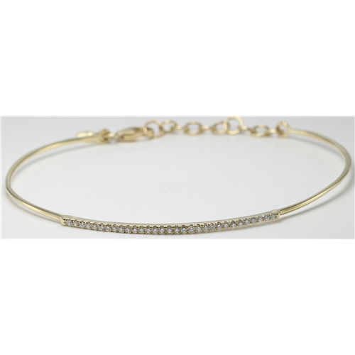 14k Yellow Gold Round Cut Classic flexible wire diamond set bar bracelet (0.25 Ct, H Color, SI2-SI3 Clarity)
