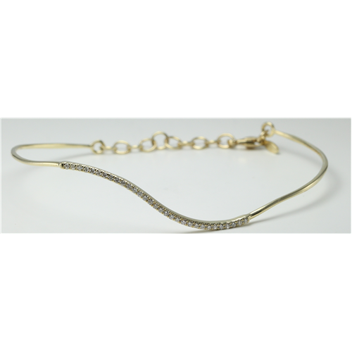 14k Yellow Gold Round Classic wavy-curved flexible wire half set diamond bracelet (0.25 Ct, H , SI2-SI3 )