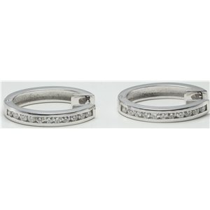14K White Gold Round Cut Classic Diamond Oval Hinged Hoop Earrings (0.55 Ct, H Color, Si2-Si3 Clarity)