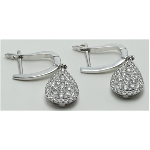14K Yellow Gold Round Classic Diamond Set Pear Shaped Motif Drop Earrings (0.8 Ct, H Color, Si2-Si3 Clarity)