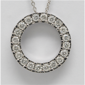 14K White Gold Round Cut Diamond Set Circle Necklace (1 Ct, H Color, I1 Clarity)