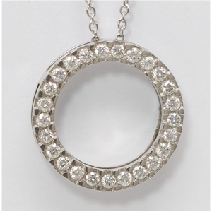 14K White Gold Round Cut Diamond Set Circle Necklace (0.5 Ct, H Color, Si2-Si3 Clarity)
