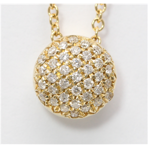 14k Yellow Gold Round Pave Setting Classic diamond set convex shaped pendant necklace (0.3 Ct, H , SI2-SI3 )
