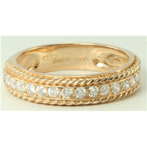 14k Rose Gold Round Modern twisted rope pattern diamond half eternity wedding band ring (0.33 Ct, H , I1 )