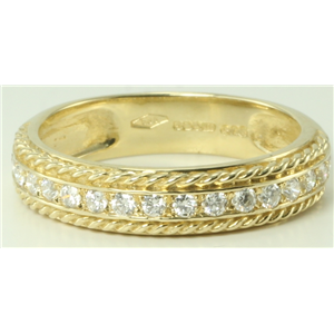 14k Yellow Gold Round Modern twisted rope pattern diamond half eternity wedding b& ring (0.33 Ct, H, SI2-SI3)