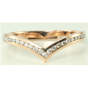 14K Rose Gold Round Classic Chevron Design Wishbone V Shaped Diamond Ring (0.28 Ct, H Color, Si2-Si3 Clarity)