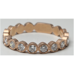 14k Rose Gold Round Bezel Ten stone bezel set diamond half eternity wedding b& ring(0.5ct, H, SI2-SI3)