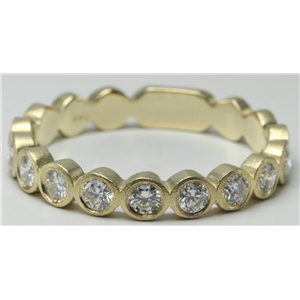14k Yellow Gold Round Bezel Ten stone bezel set diamond half eternity wedding b& ring(0.5ct, H, SI2-SI3)
