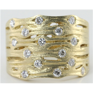 14k Yellow Gold Round Bezel Setting Contemporary diamond wide wedding band ring (0.45 Ct, H , SI2-SI3 )