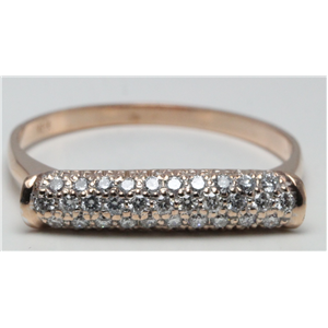 14k Rose Gold Round Cut Setting Contemporary pave set bar diamond ring (0.31 Ct, H Color, SI2-SI3 Clarity)