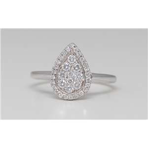 14k White Gold Round Classic diamond set pear shaped motif engagement ring (0.4 Ct, H Color, SI2-SI3 Clarity)