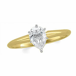 Pear Diamond Solitaire Engagement Ring 14k Yellow Gold (0.64 Ct, f Color, VVS1 Clarity) WGI Certified