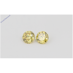 A Pair of Round Cut Loose Diamonds (0.41 Ct, Natural Fancy Vivid Yellow Color, VVS2-VS1 Clarity) IGL Certified