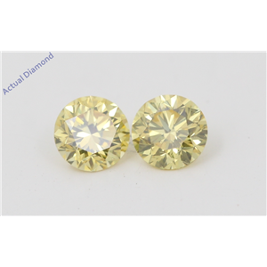 A Pair of Round Cut Loose Diamonds (0.6 Ct, Natural Fancy Vivid Yellow Color, VVS2 Clarity) IGL Certified