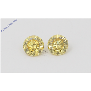 A Pair of Round Cut Loose Diamonds (0.41 Ct, Natural Fancy Vivid Yellow Color, VVS2 Clarity) IGL Certified