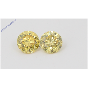 A Pair of Round Cut Loose Diamonds (0.68 Ct, Natural Fancy Vivid Yellow Color, VVS2 Clarity) IGL Certified