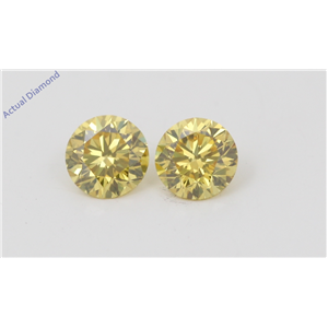 A Pair of Round Cut Loose Diamonds (0.63 Ct, Natural Fancy Vivid Yellow Color, VVS2 Clarity) IGL Certified