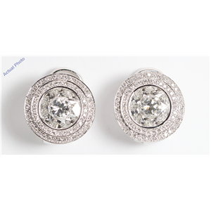 18k White Gold Round Invisible Setting Classic modern sundial style diamond earrings (2.82 Ct, G , VVS )