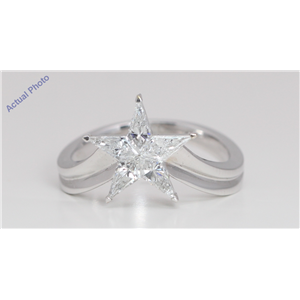 18k White Gold Kite Invisible Setting Modern classic five-pointed star exclusive Ring(0.8ct, D-f, VS-SI)