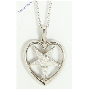 18k White Gold Kite Elegant five-pointed diamond stars set in heart-shape pendant(0.62ct, E-f, VVS)