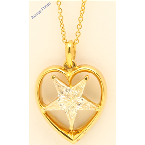 18k Yellow Gold Kite Elegant five-pointed diamond stars set in heart-shape pendant(1.07ct, J, VVS)