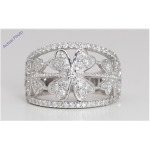 18k White Gold Round Cut Modern classic flower style diamond ring (0.85 Ct, H-i Color, SI2-I1 Clarity)