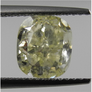 Cushion Cut Loose Diamond (1.71 Ct, Natrual Fancy Yellow ,VS2(Clarity Enhanced)) IGL Certified