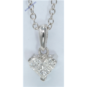 18k White Gold Three Stone Princess Invisible delicate heart modern classic diamond pendant(0.33 ct, H, VS)